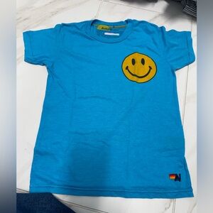 Aviator Nation Kids Turquoise Tee with Yellow Smiley